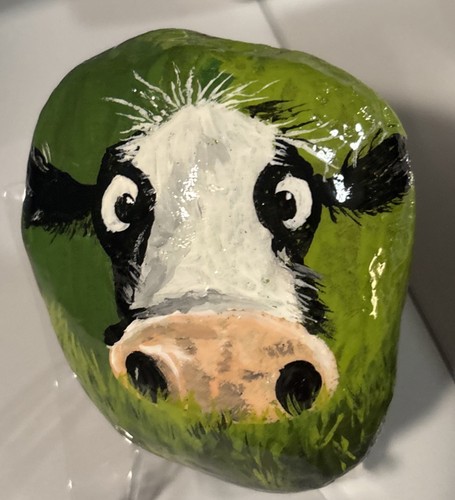 Hand painted rock - hand, "nosey