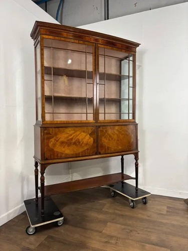 Large edwardian inlaid walnut - edwardian,