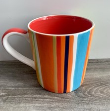 Vtg Whittards Of Chelsea Colourful Stripey Mug Red Inner Great Condition