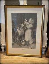 Large Framed Black & White Print/Artwork, Arthur Elsley ‘Puppy Love’
