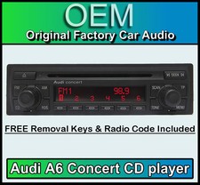 Audi A6 CD player stereo with radio code and removal keys Concert car headunit