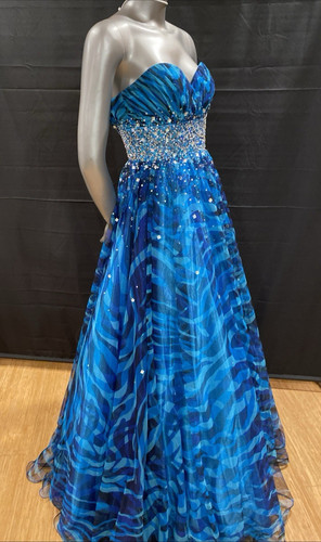 Jovani blue zebra prom dress - zebra,
