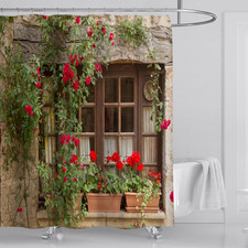 3D Garden Shower Curtain Backdrop Outdoor Bathroom Decoration Waterproof 