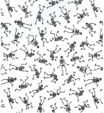 Skull Polycotton Fabric Black