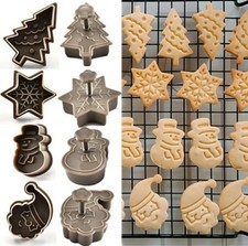 4pcs Christmas Cookie Cutter Set Pattern Baking Molds