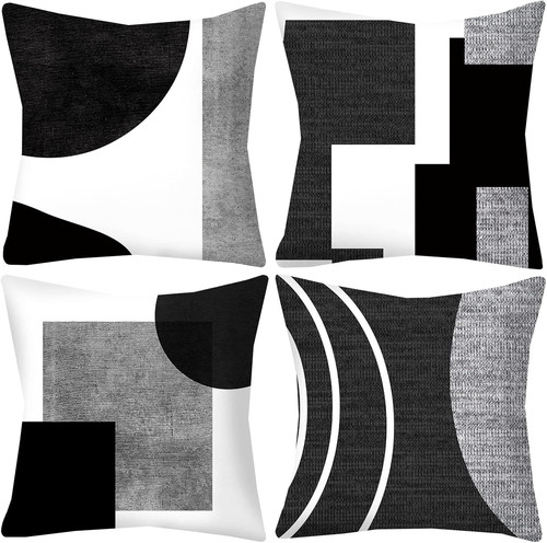 Black and white grey cushion - white,