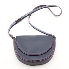 Cath Kidston Navy Faux Leather Crossbody Saddle Bag Magnetic Snap Floral