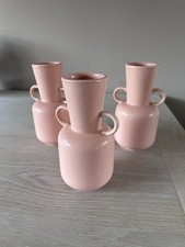 3 Pink Handled Vases