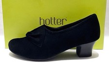 Hotter Donna Size 5.5 UK New Black Suede Court Shoes Kitten Heels