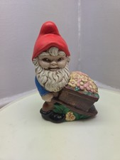 Vintage 80s Garden Gnome Hand Painted Alberta Molds Ceramic Figurine 5”