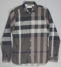 Mens BURBERRYS Shirt Nova Check Button Up Long Sleeve Check Grey Size Medium