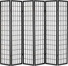 6 Panel Japanese Style Folding Wooden Room Divider – Shoji Privacy Screen