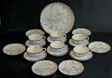 An Antique Japanese Eggshell Porcelain Tea Service Hand Painted