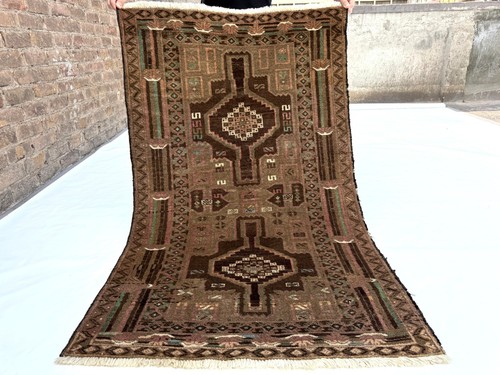 3x4 rustic baluchi rug - rug, hand
