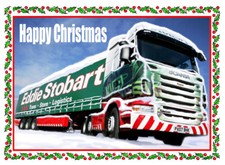 EDDIE STOBART TRUCK LORRY QUALITY GLOSSY HAPPY CHRISTMAS CARD 8"x 6" FREE POST