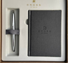 Cross ATX Rollerball Pen Pure Chrome Finish Black Ink with Notebook and Gift Box