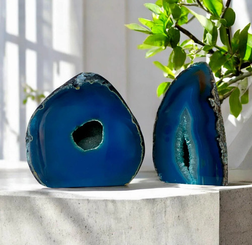 Teal agate standing cut - teal,