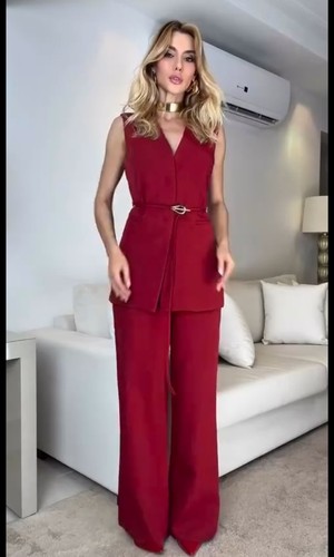 Zara dark red belted vest - zara,