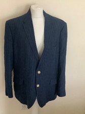 Marks and Spencer luxury jacket blazer 48S linen navy stripe
