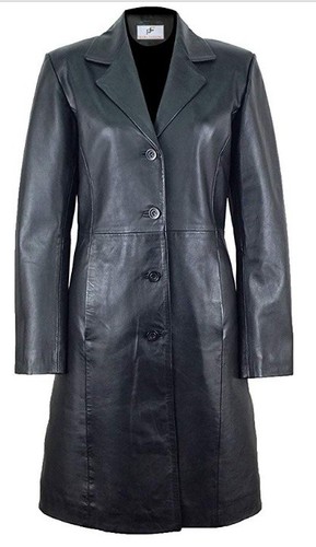 Women black long trench - trench, soft
