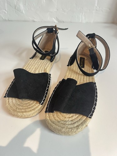 Black faux suede - black, espadrille
