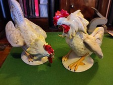 pair of  vintage Italian ceramic fighting cockerels
