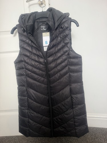 Long black padded waistcoat - long,