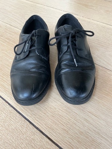 Clarks boys black - leather, lace