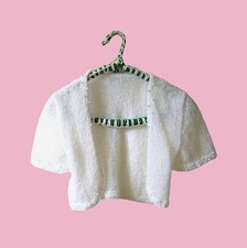 Off-White Angora Shrug w/ Faux
