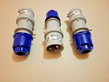 3x Scame 32A 213.3233 Grey/Blue 3Pin Plug IP44 240V 2P+E - Lot of THREE