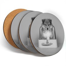 4 x Coasters  - BW - Shetland