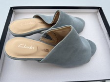 Clarks pale blue suede mules
