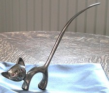 VINTAGE CHROME CAT RING HOLDER  PINK EYES WALTER BOSSE STYLE