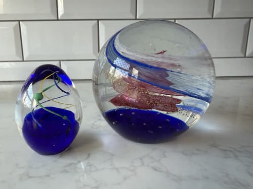 Colorful glass paperweights - , &