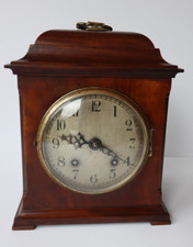 Empire Mechanical Wooden Cased Mantel Clock Striking on a Gong Working with Key