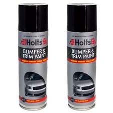 Holts Black Bumper & Trim Paint Aerosol Spray Paint High Gloss Finish 300ml x2