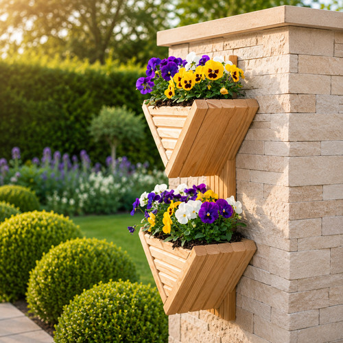 Wooden diamond wall planter - wooden,