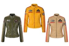 SIZMA Ladies Real Leather Jacket Classic Vintage Retro Motorcycle Racer Style