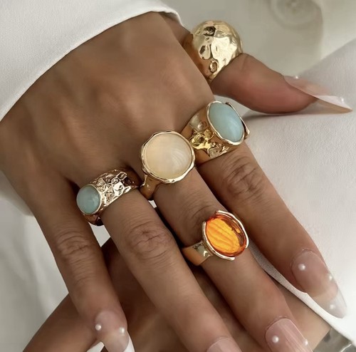 5pcs chunky high fashion - fashion, rings