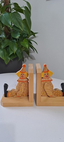 Vintage wooden bookends hand