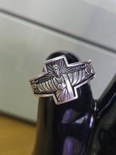 Sterling Silver Jesus Protector Ring Sacred Heart Cross