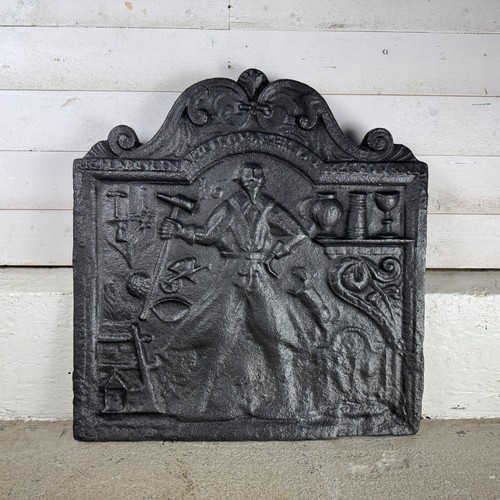 Antique cast iron fire back - fire,