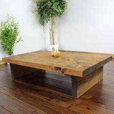 Burley Small Solid Wood Rustic Low Coffee Table