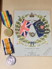 WW1 Certificate & Medal Pair