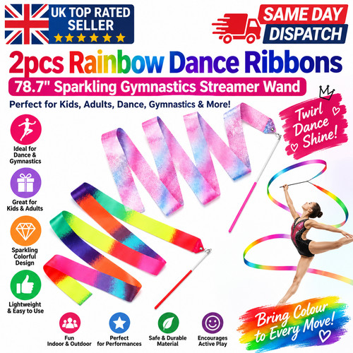 2pcs rainbow dance ribbons - dance,