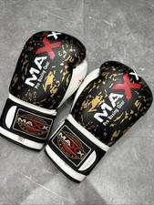 Max Pro Boxing Gloves 14oz Black White and Gold Camouflage Boxing Gloves