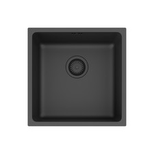 Black Inset Kitchen Sink Stainless Steel Large Square Single Bowl Strainer Waste