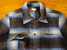 Men's Reiss Blue Striped Wool Button Down Shirt Jacket XL