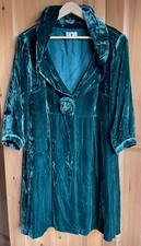 Kaliko Vintage Silk Velvet Coat & Wide Leg Trouser Evening Suit Dark Green UK18
