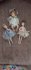 3 Vintage Small Porcelain Ballerina Dolls & Flower fairy  